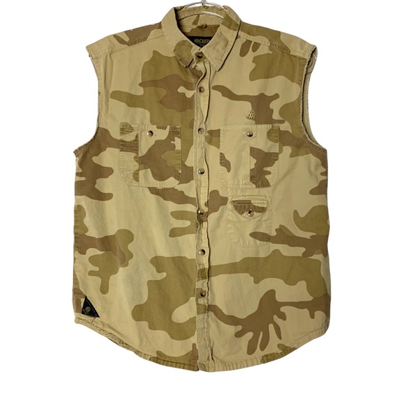 10.Deep Other - 10.Deep Brown Camo Button-Down Vest Shirt